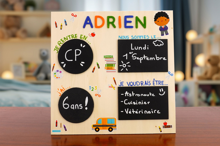 Pancarte rentrée scolaire personnalisée